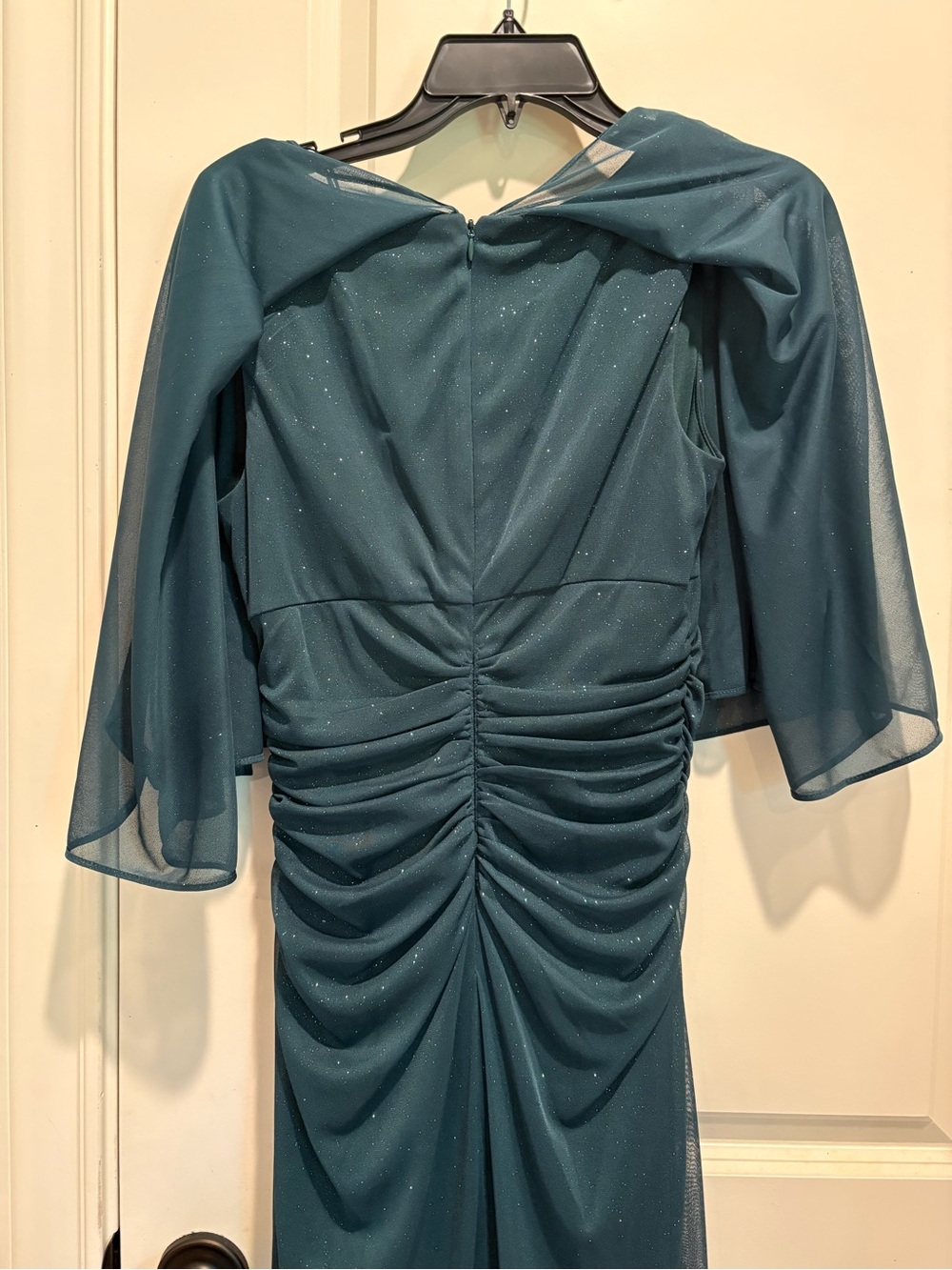 Elegant Teal Evening Maxi Dress with Cape Overlay EUC 6 P - Picture 5 of 16